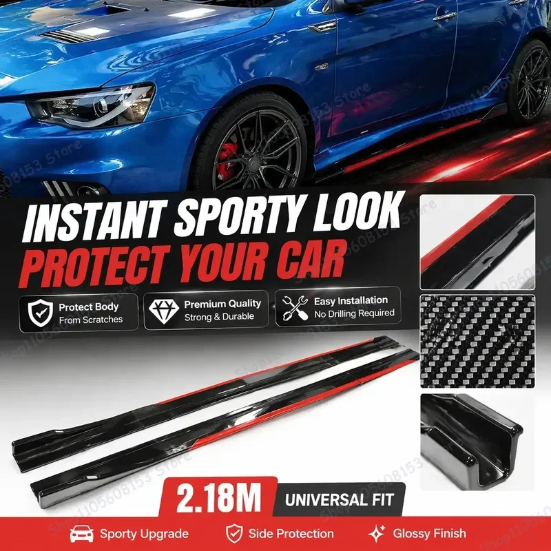 For BMW Mercedes Benz Toyota Audi Nissan Honda Universal 8PCS Side Skirt Extension Rocker Panel Lip Bumper Trim Kit Car