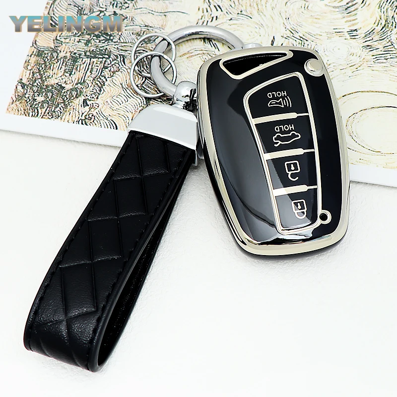 TPU Remote Key Case Cover Holder Fob For Hyundai Grandeur HG Sedan Santa Fe 3DM Grand SantaFe 2018 IX45 EQUUS Azera Genesis G80