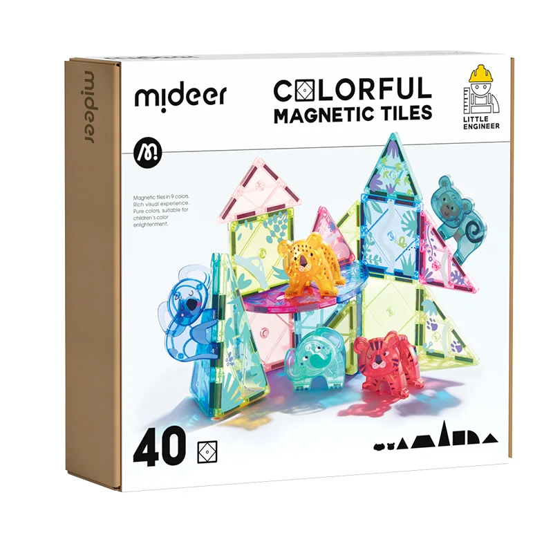 Mideer Colorful Magnetic Tiles 40PCS Kid's Gift