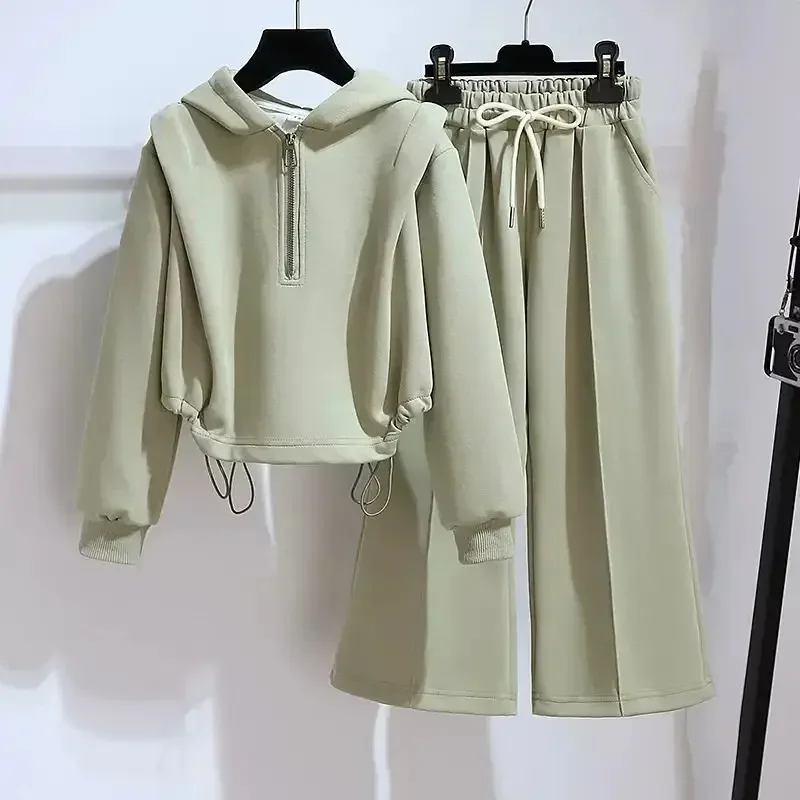 Girls' Korean Style Wide Leg Pants Set 2-Piece Outfit - Autumn Sports & Leisure Comfortable Trousers for Kids