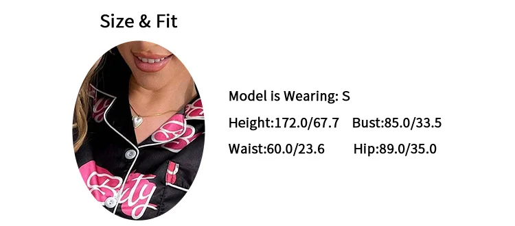 Niedlicher Pyjama mit Katzenmuster für Damen, Satin, langärmelig, Reverskragen, Oberteile und Hosen, Pyjama-Loungewear für Herbst, Damen-Nachtwäsche, Pyjama-Sets – Detail 2