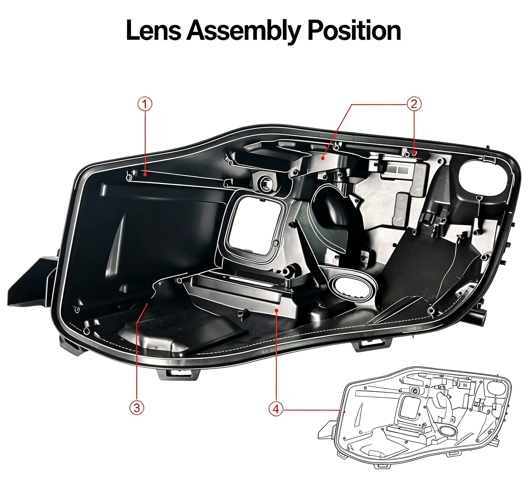 Moggic Headlight Rear Housing Cover Case Compatible With Mercedes Benz GLE Class W166 Model Years 2015-2019 Left Or view 4
