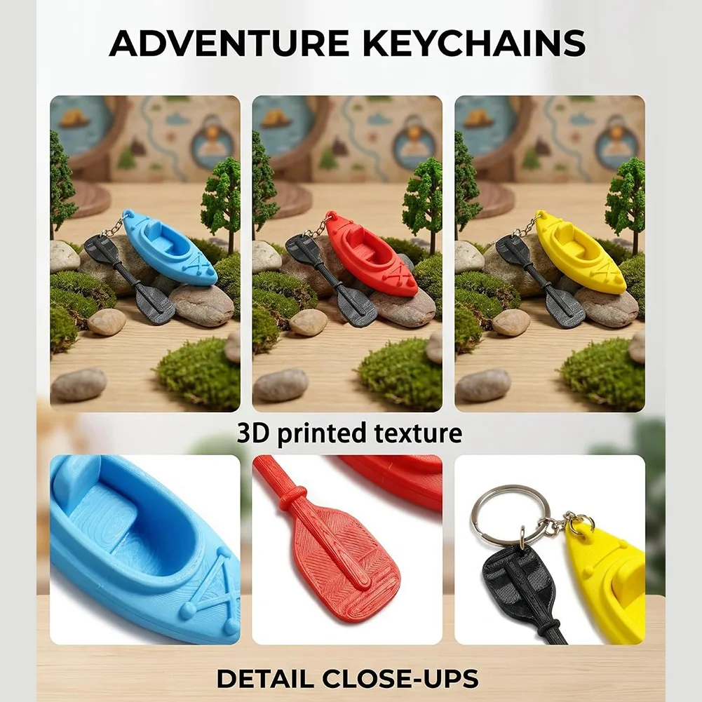 FSTE-Kayak Keychain Style 3Pcs Set Paddle Shaped Swimming Kickboard Outdoor Keychain Accessories For Kayaking