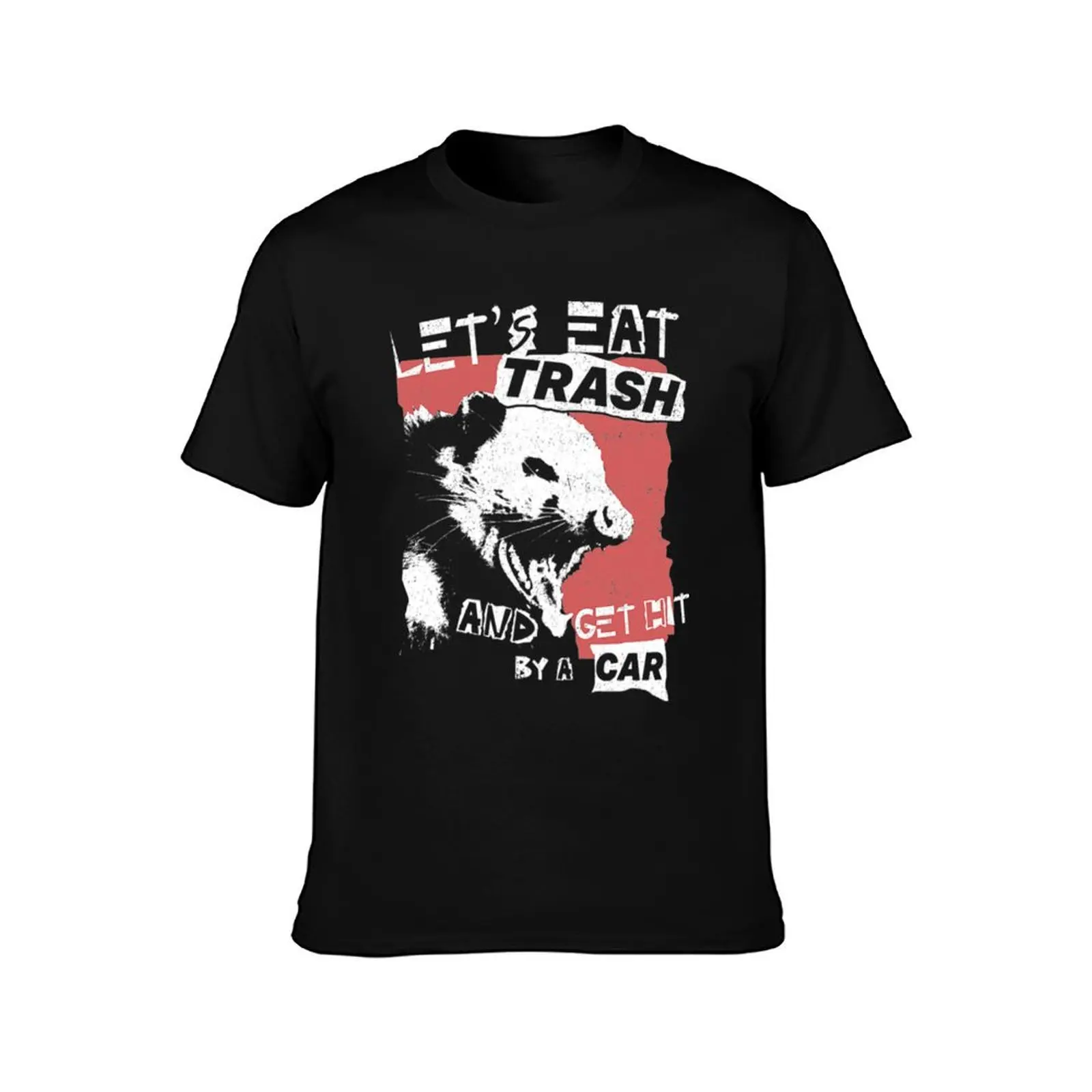 Lets Eat Trash And Get Hit By A Car T-Shirt Basic Solid Color Short Sleeve T-Shirt