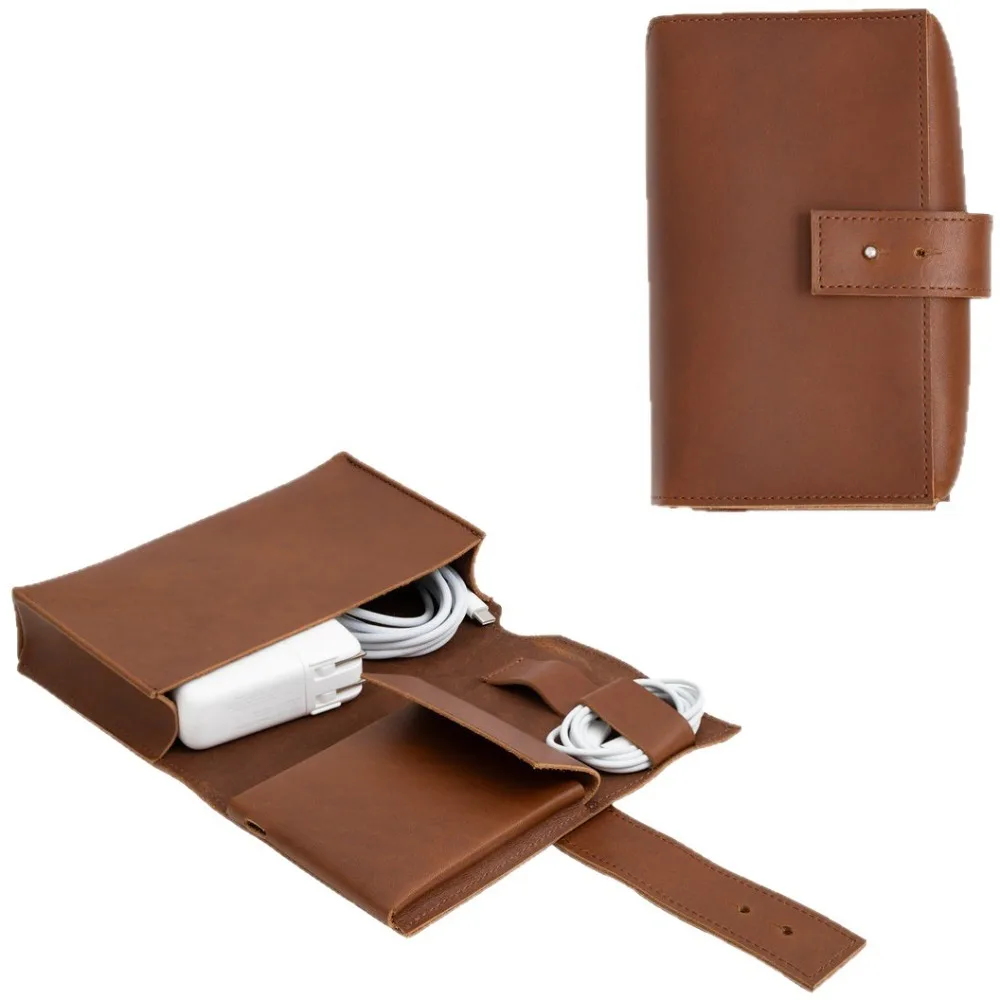 

PU Leather Cable Organizer Travel Gadget Case with Compartments| Multi-Purpose Bag for Power Banks Chargers Accessories​​