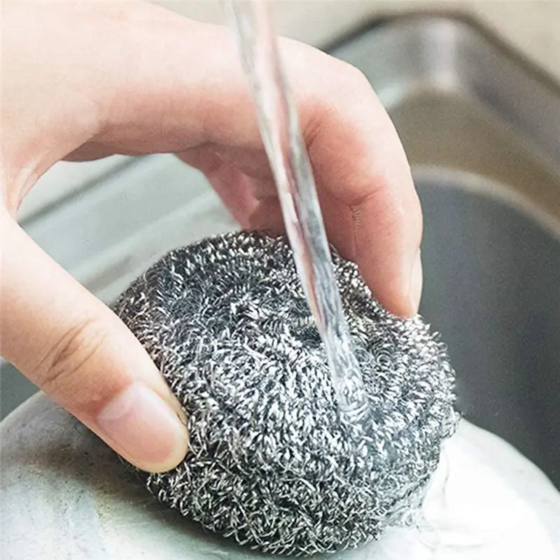 A96K-80 PCS Stainless Steel Sponges Scrubbers, Utensil Scrubber Scouring Pads Ball For Removing Rust Dirty Cookware Cleaner