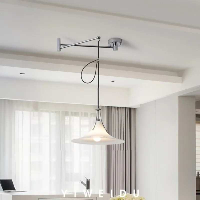 Mordern Bauhaus LED Metals White Glass Pendant Lights Bedroom Living Room Office Restaurant Hanging Lamps Rocker Arm Chandelier