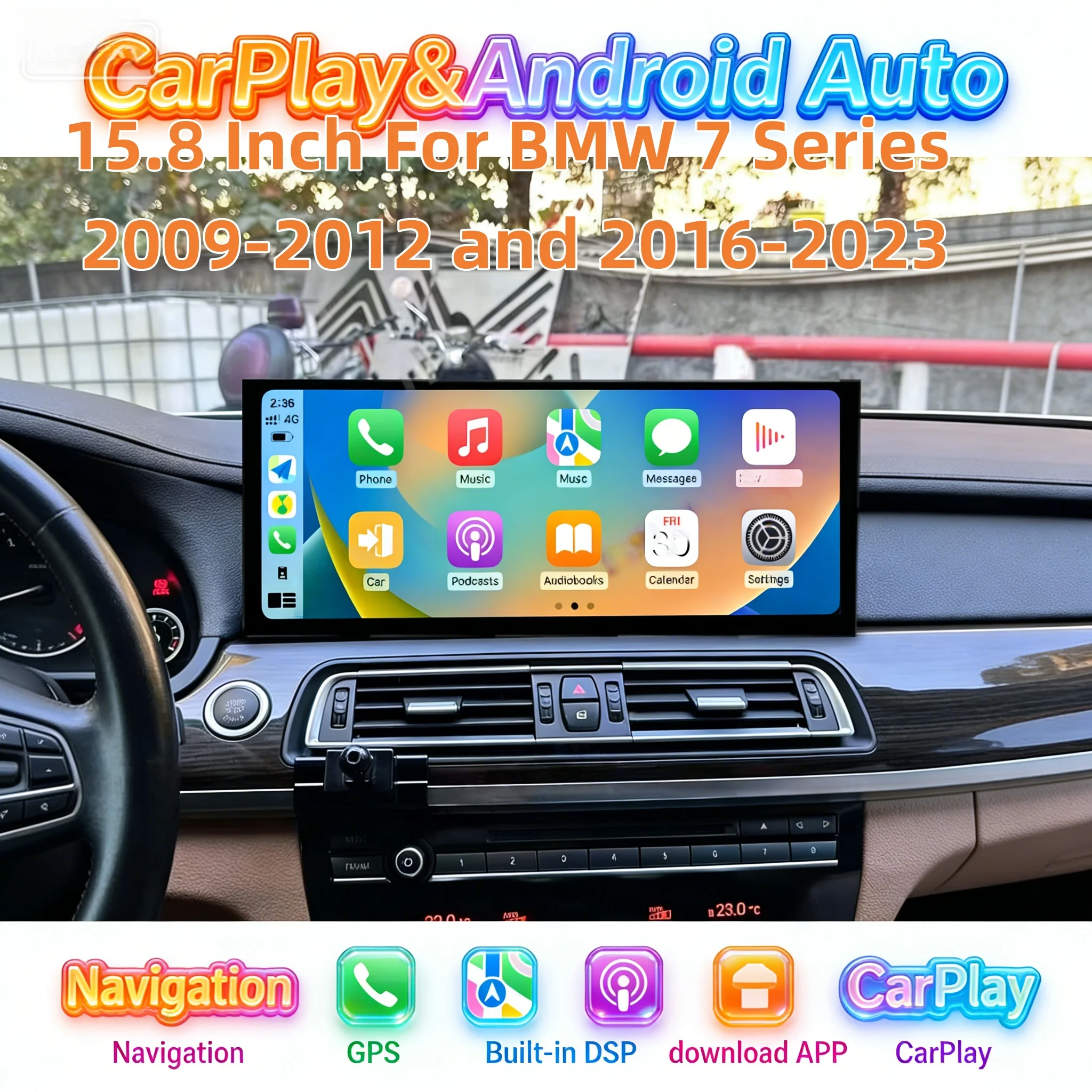 

Multimedia Wireless CarPlay Bluetooth 5.0 4G Player For BMW 7 Series F01 F02 F03 2016-2023 Android 13 GPS Navigation Car Radio