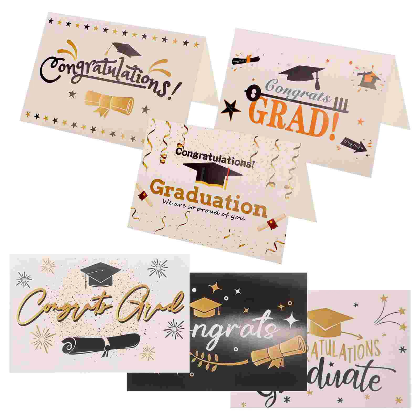 6 Sets Greeting Card Celebrating Cards Round Graduation Celebration Delicate Paper Gift Themed Party