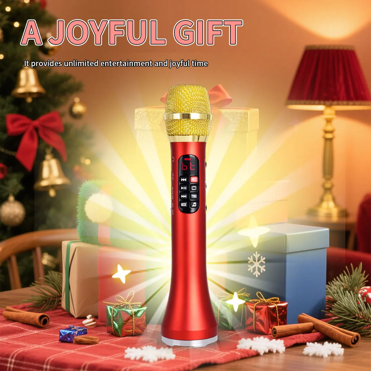 1 Piece of 28cm 25W/Pc Karaoke Microphone TWS Bluetooth Speaker Mic 6400mAh TF Card Music Player Mic For Portable Home Party