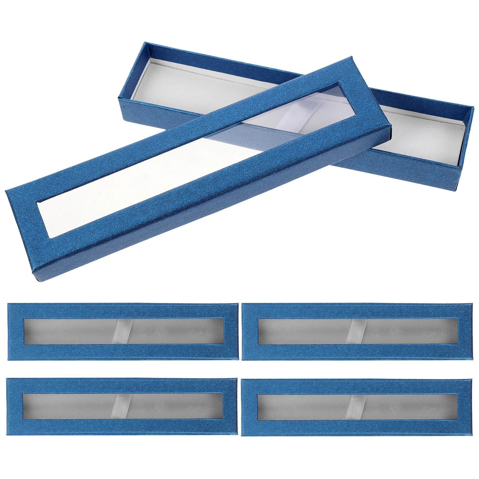 

5Pcs Pen Boxes Paper Case Clear Window Pencil Ballpoint Holder Gift Box Portable Organizer Pen Boxes Gift Empty