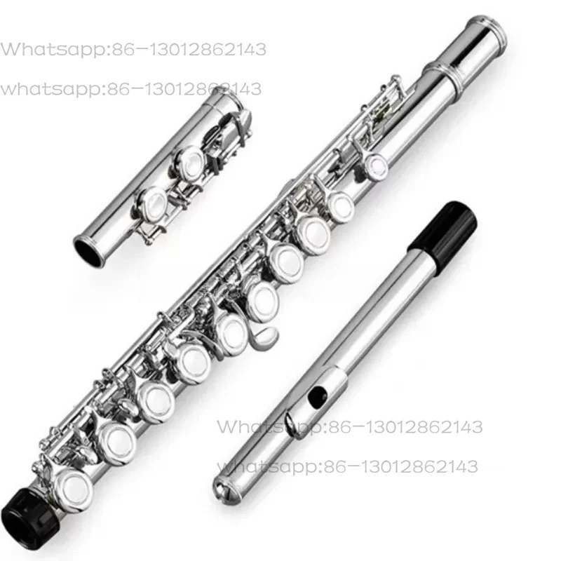 Silver Plated C Tone Flute 16 Key Closed Hole, Student Musical Flute for Beginners