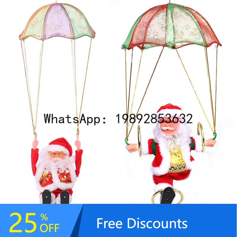 Z4  Parachute Somersault Electric Music Santa Claus Christmas Gift Ornament Christmas Decoration