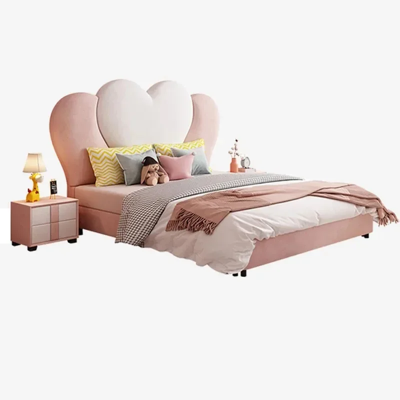 -Nordic Luxury Tatami Children Solid Wood Girl Confortable Master Bedroom Patio Pink Bed Storage Camas De Casal Modern Furniture