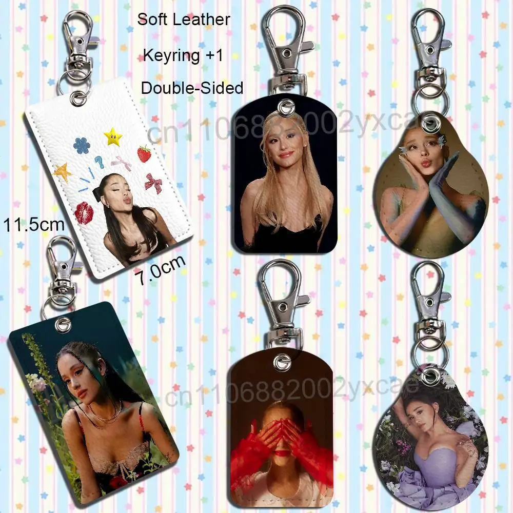 Ten year anniversary petal Ariana Grande Rectangle ID Card Case Keychain Access Card Bag Key Tag Ring Leather Card Holder