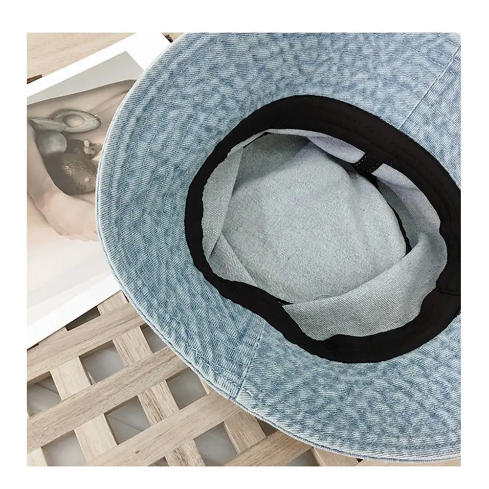 Outdoor Fisherman Hat Beach Cap Cotton Bucket Hats Women Summer Sunscreen Panama Hat Men Denim Fabric Sunbonnet Cap