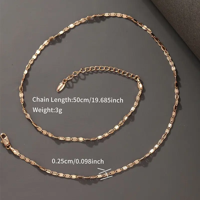 XP Jewelry --( 50 cm * 2.5 mm )  Gold Plated 18 K Classic Flat 20 inch Chain Necklaces For Cool Women Men Women Fashion Jewelry image 5