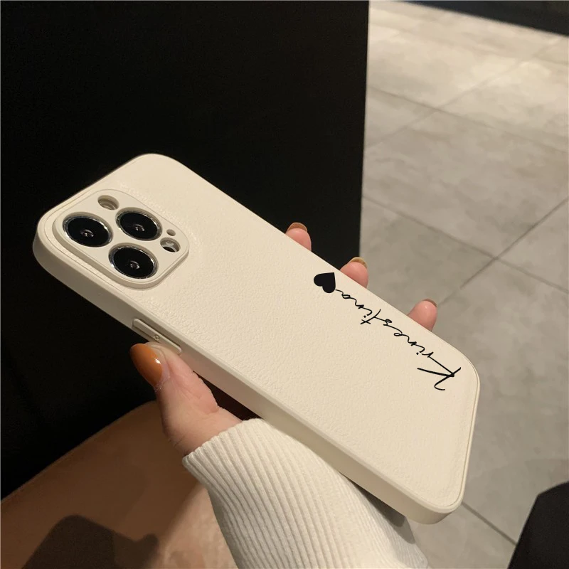 Luxury Leather Personalized Name DIY Case For iPhone 11 12 13 14 15 16 Pro Max Shockproof Customized Desinger Cover 15 Pro Max