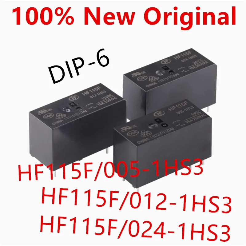 10piece  HF115F/005-1HS3 、HF115F/012-1HS3 、HF115F/024-1HS3  DIP-6  New Power Relay  HF115F-024-1HS3 、HF115F-012-1HS3、HF115F-005