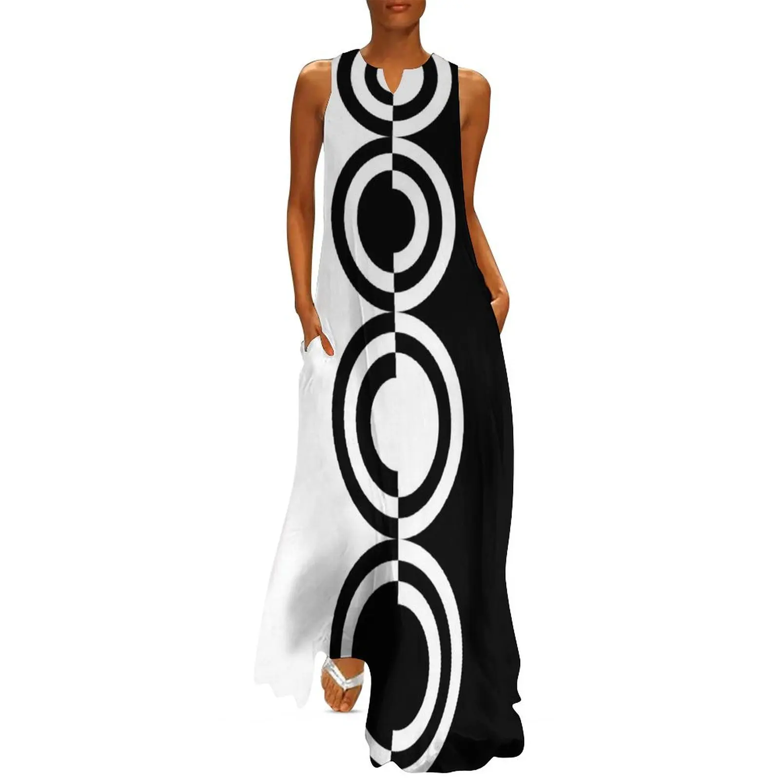 

retro sixties mod contrast circles 60s design Long Dress ceremony dresses Evening dresses Dress