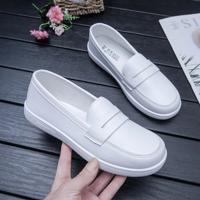 Comemore Nurse Shoes Women Soft Bottom White Breathable Nursing Work Shoes Comfortable Non-slip Flat Bottom Four Seasons Shoes