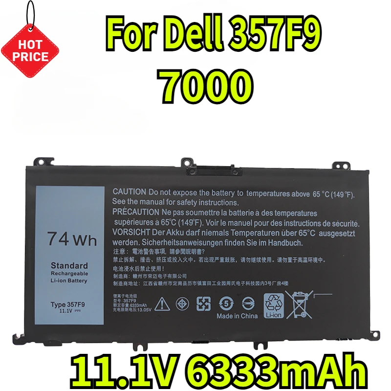 

11.1V 6333mAh for Dell 357F9 7000 7559 7566 7567 7759 High Quality Durable Laptop Battery