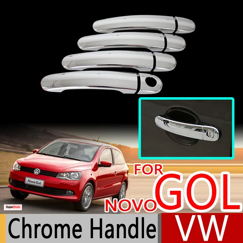 Para VW GOL G5 G6 2009-2016 Fox Suran Cross cubiertas de manija de puerta cromadas conjunto de molduras accesorios de coche estilo de coche viaje Saveiro 2012