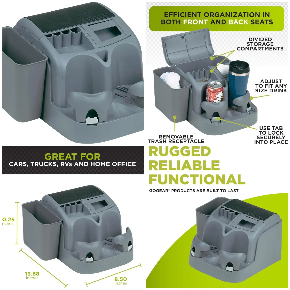 

Go Gear SSC-CHA/DLX Bench or Rear Seat Deluxe Console, (Charcoal)