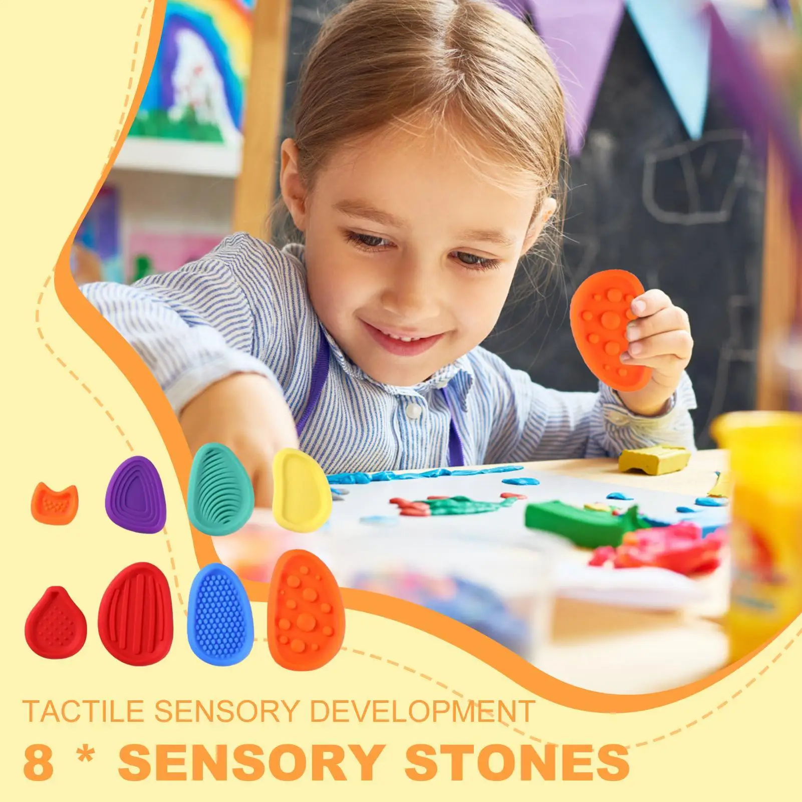

Сенсорные камни, 8 шт., эластичная игрушка-непоседа, текстурированные тактильные успокаивающие камни для детей 3 лет, медитация, тренажерный зал, игровая площадка на заднем дворе