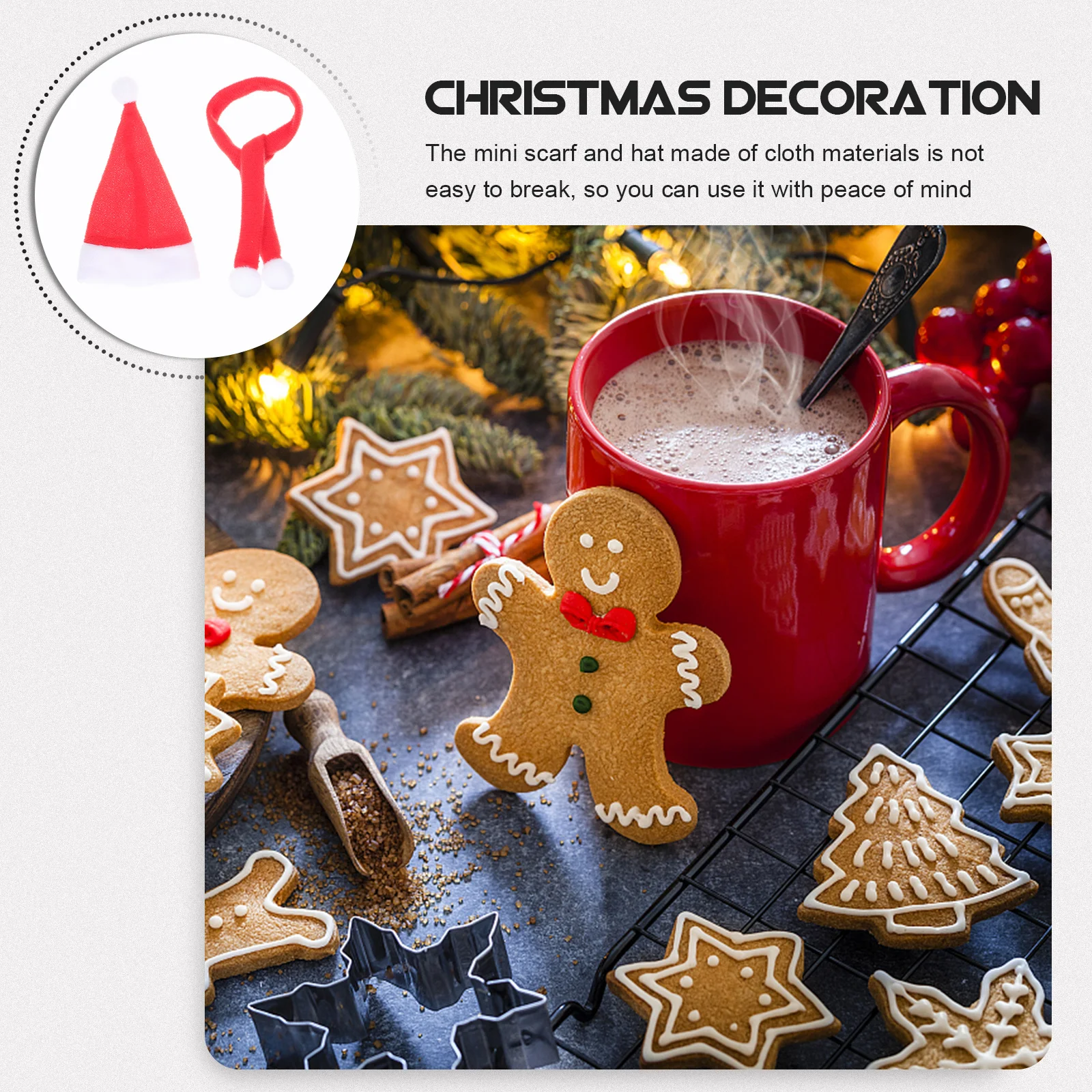 

1Set Christmas Hat Scarf Set Delicate Miniature Scarves Adorable Bottle Decor Multi Function Party Accessories