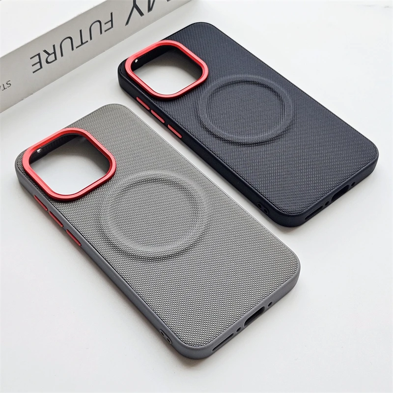 Magnetic Fine Grained Leather Case For OnePlus 15 Case For M