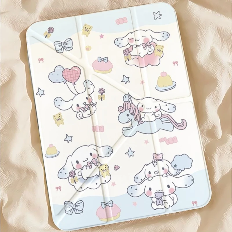 

Cartton Cinnamoroll IPad Case for Air7 2025 Pro 11 10th 10.9in Air4/5/6 7/8/9th 10.2in Cute Shockproof Tablet Case with Pen Slot