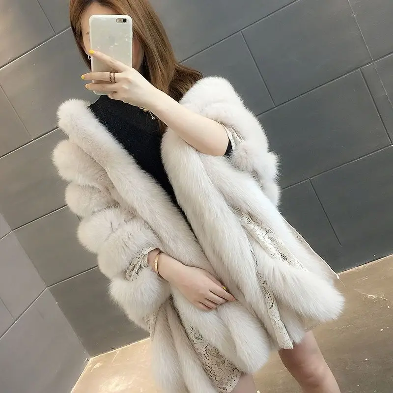 Winter Flocking Poncho Cloak Shawl Solid Women Warm Faux Fur Collar 2024 New Cardigans V-Neck Fur Scarves Capes Coat T294