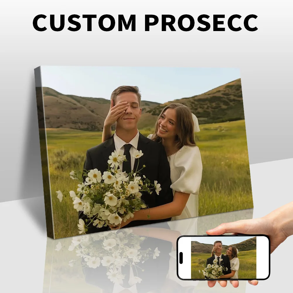1 Pc Customized Photos on Canvas with DIY Wood Frame or frameless poster,Personalized Custom Photos for Your Lover,family,friend