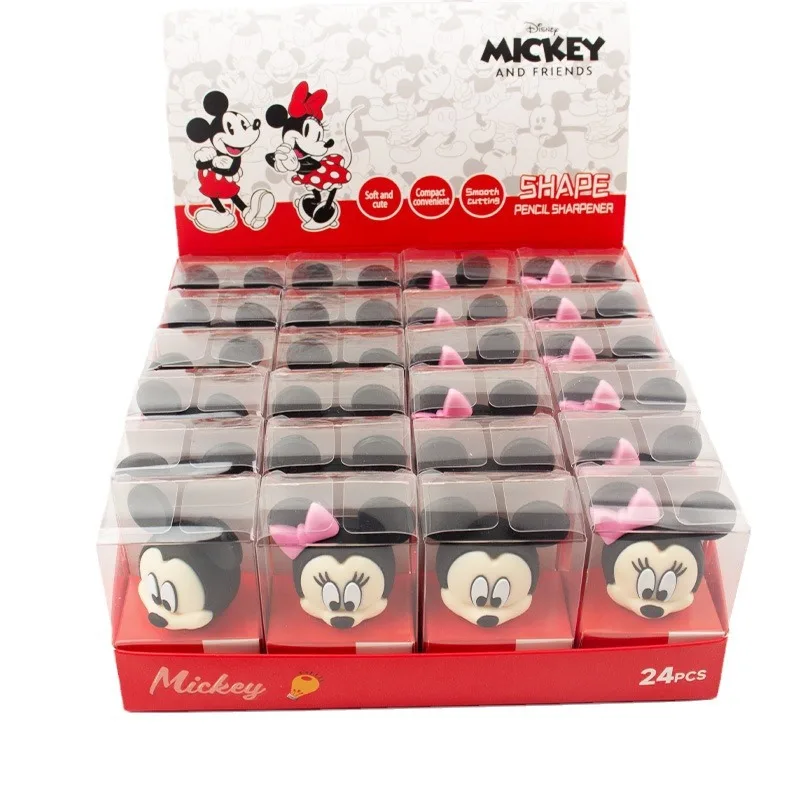 Disney Mickey Mouse Pencil Sharpener Stitch Anime Minnie Mouse Model Single Hole Pencil Sharpener Student School Supplies Prizes