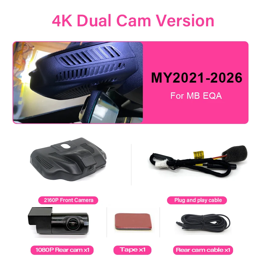 Plug en play Dash Cam Voor Mercedes-Benz EQA EQA250 EQA300 4 MATIC AMG EQA 250 AMG Lijn EQA 300 4 MATIC 2021-2026 4 K 2160 P Auto DVR