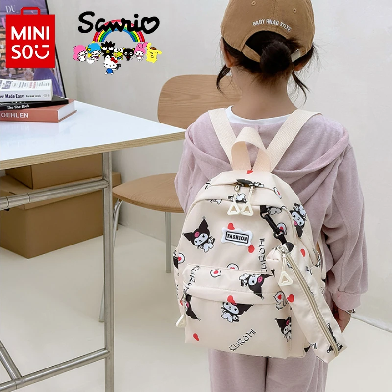 Детский рюкзак Miniso Sanrio, Модный высококачественный рюкзак для девочек, мультяшный вместительный студенческий комплект из 2 предметов, рюкзак