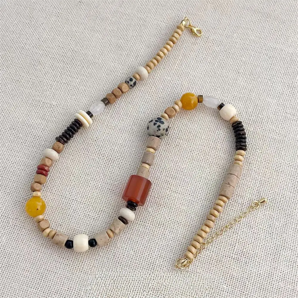 Trendy New Year Sweater Chain Necklace Light Luxury High-end Natural Stone Beaded Necklace Accessories Clavicle Chain Jewelry