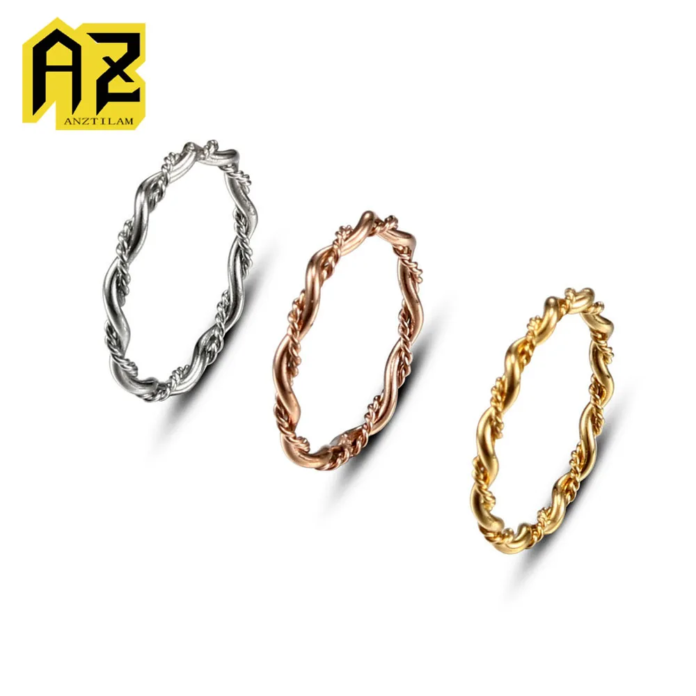 Anztilam Rope Chain Ring 316L Stainless Steel Rings For Man Women Fashion No Fade Hip Hop Jewelry Free Shipping