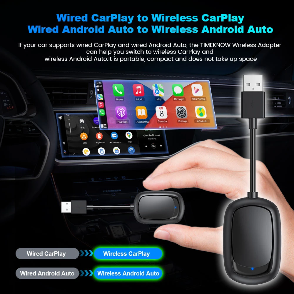 2 in1 Wired to Wireless CarPlay Adapter for Android Phone Plug And Play Converts Wired Carplay for Auto Car Adapter