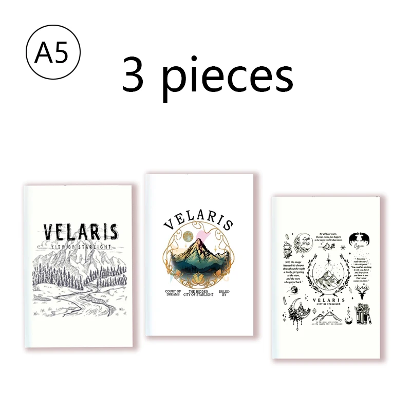 3 Potongan/Lot-Velaris City ACOTAR A5 Notebook Velaris Court Of Dreams Journal The Night SJM Merch City of Starlight Velaris ﻿