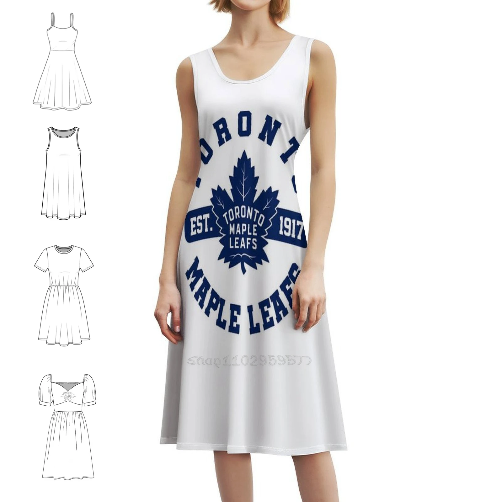 الهوكي - فستان حفلات الشارع الشهير للسيدات، ملابس نادي مطبوعة عصرية للنساء، فستان أوراق الهوكي أوستون ماثيوز كندا