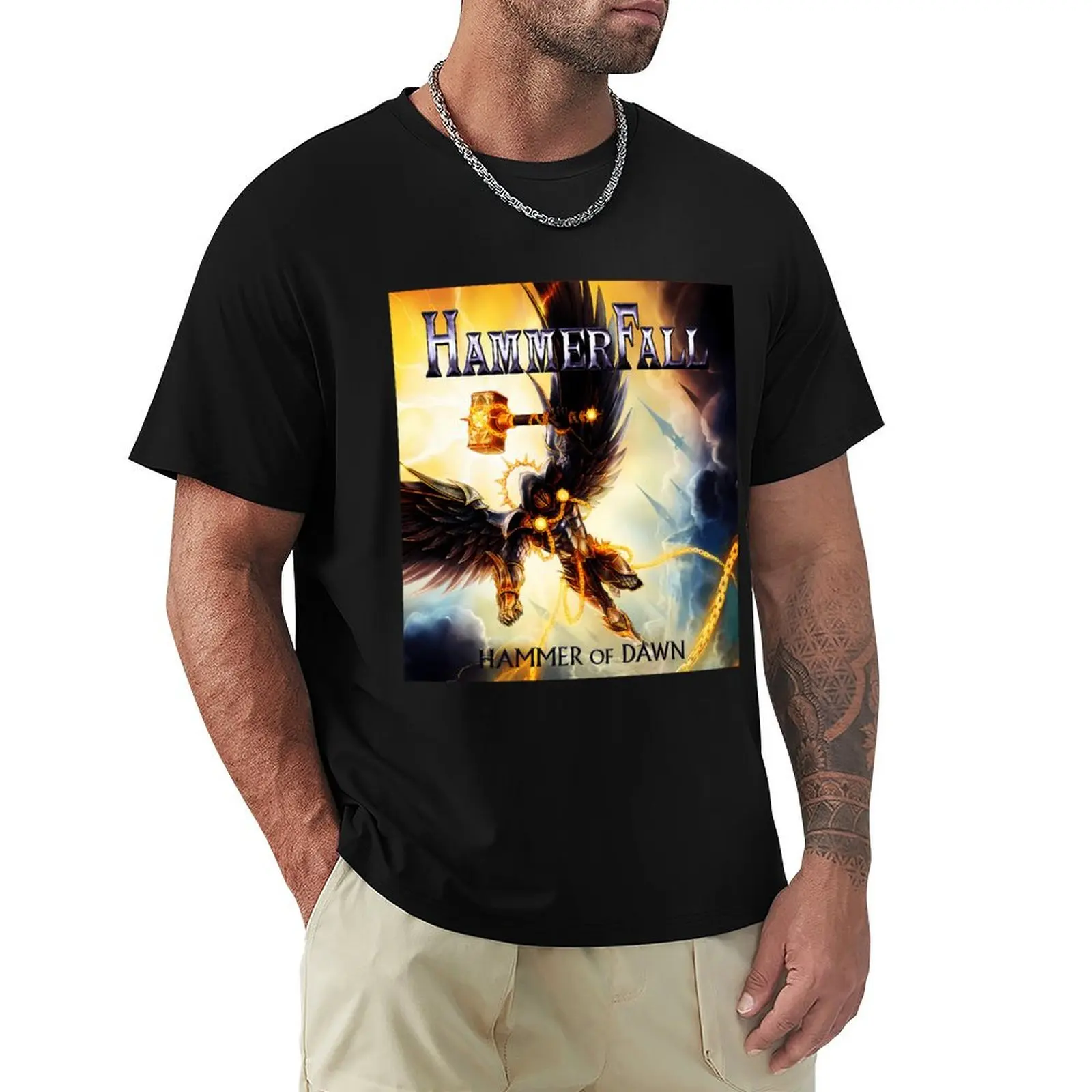 HammerFall Heavy Metal Tour 2023 T-Shirt Large Size Soft Cotton T-Shirt