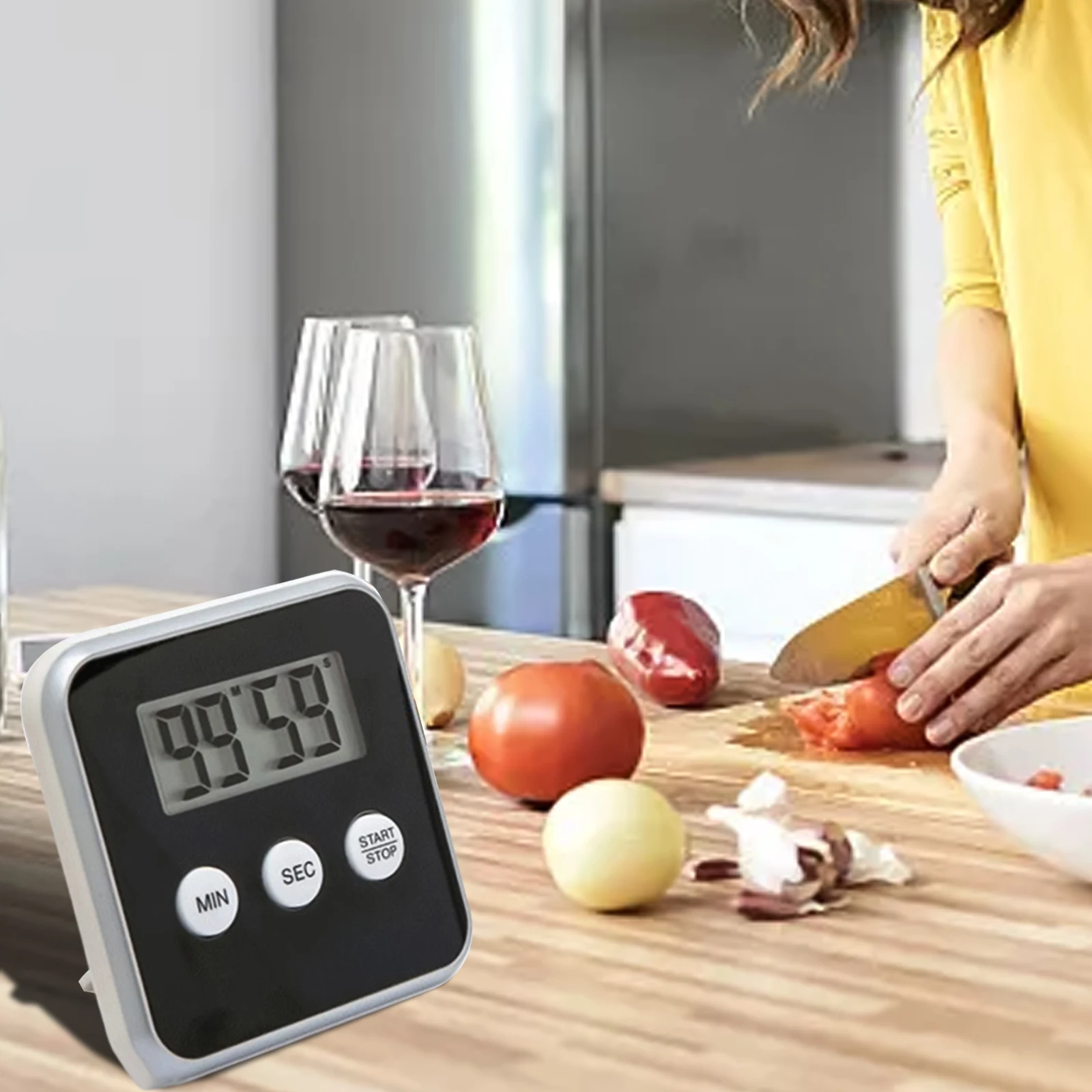 Timer Dapur Elektronik Layar LCD Layar Besar Timer Elektronik Positif Negatif Timer Memanggang Pengingat Waktu Alarm Keras Besar