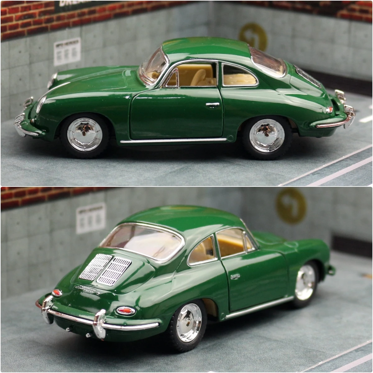 KiNSMART Toy Car Model 1/32 Porsche 356 B Carrera 2 Classical Diecast Miniature Vehicle Collection Gift For Children Boys Kid