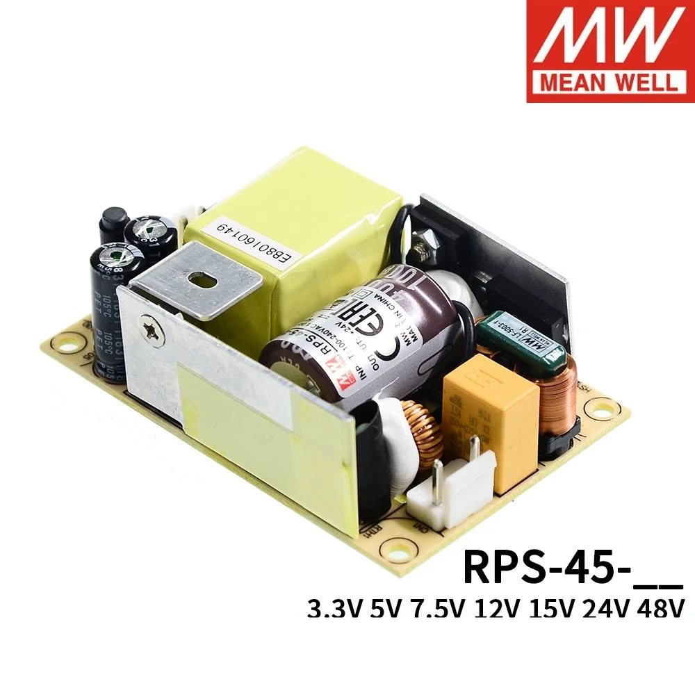 Fonte de alimentação de comutação de saída única médica, BEM, RPS-45-5, RPS-45-12, RPS-45-15, RPS-45-24, RPS-45-48, RPS-45-3.3, PCB, Taiwan