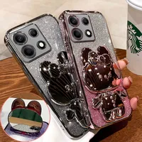 Rabbit Makeup Mirror Holder Phone Case for Infinix Note 40 30 20 Peo Smare 8 7 6 Hot 40 30 Zero 30 4g 5g Tecno P40 S23 A70