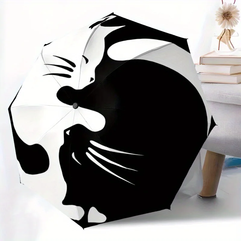 

Автоматический зонт с 8 спицами, ветрозащитный, с рисунком «Инь-Ян», для путешествий и поездок на работу, подходит для всех сезонов, легкий и портативный, E