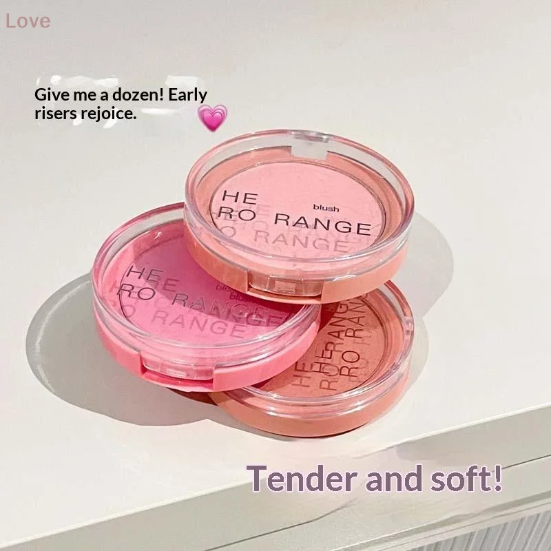 HERORANGE أحادية اللون للوجه لوحة أحمر الخدود طويلة الأمد مقاوم للماء مسحوق مضغوط ماتي أحمر الخدود لتحديد الخدين مستحضرات التجميل السفر #3