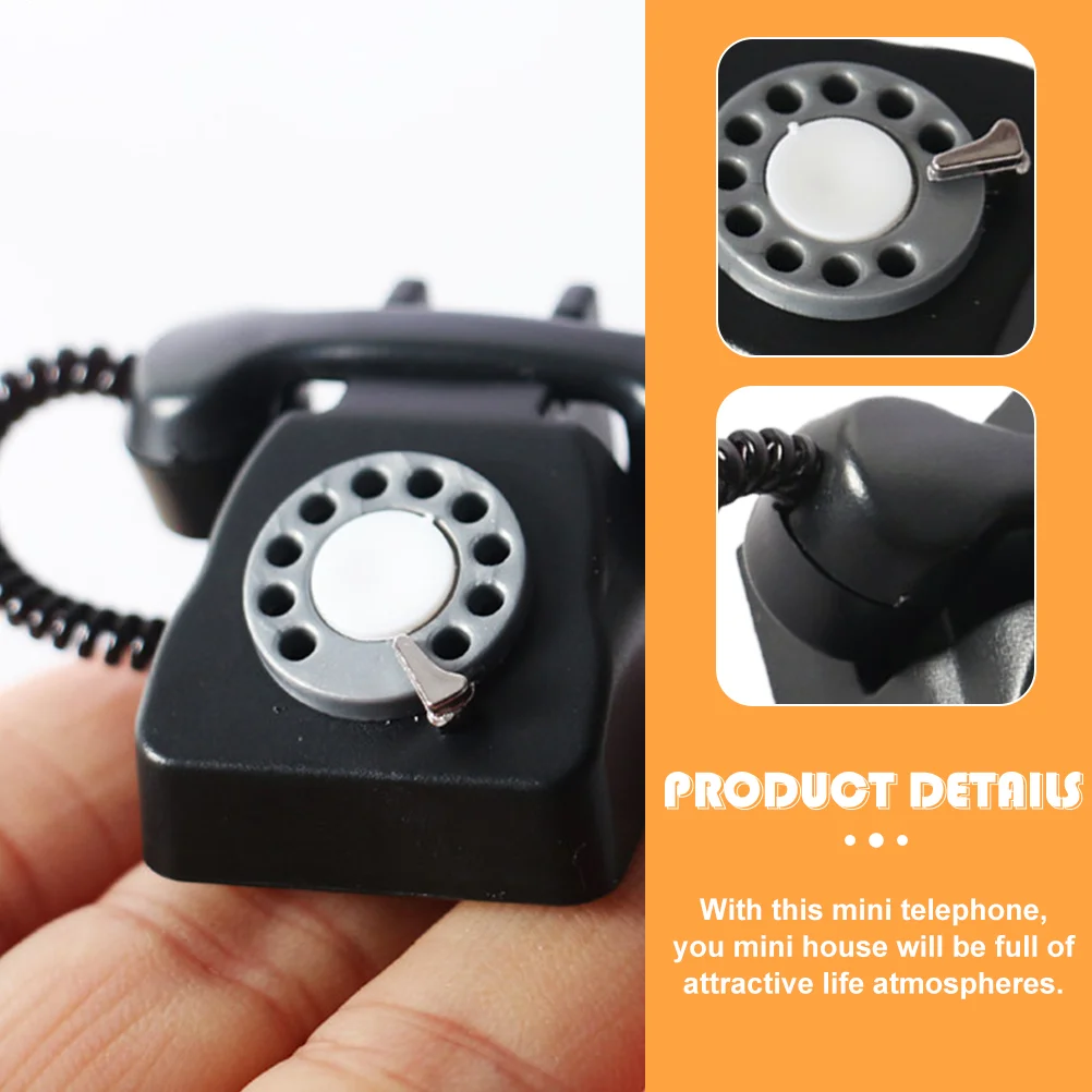 Mini Phone Retro Telephone House Decor Miniature Model Desk Toy Figurine Vintage